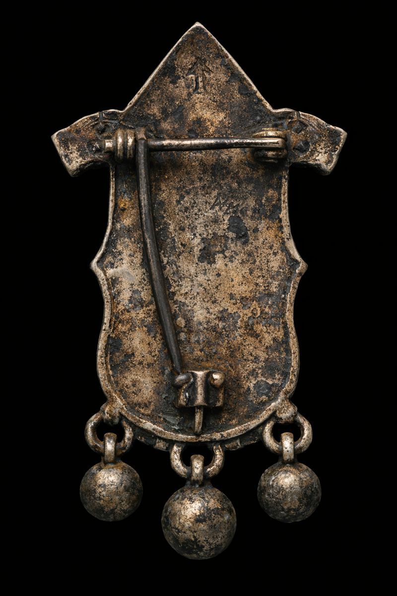 Bronze Zoomorphic Brooch with Triple Pendants – thumbnail