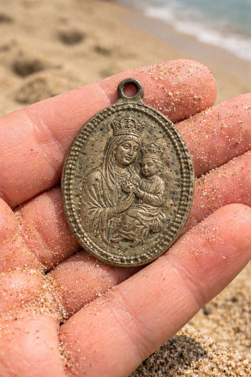Bronze Religious Medal Found on Beach – thumbnail
